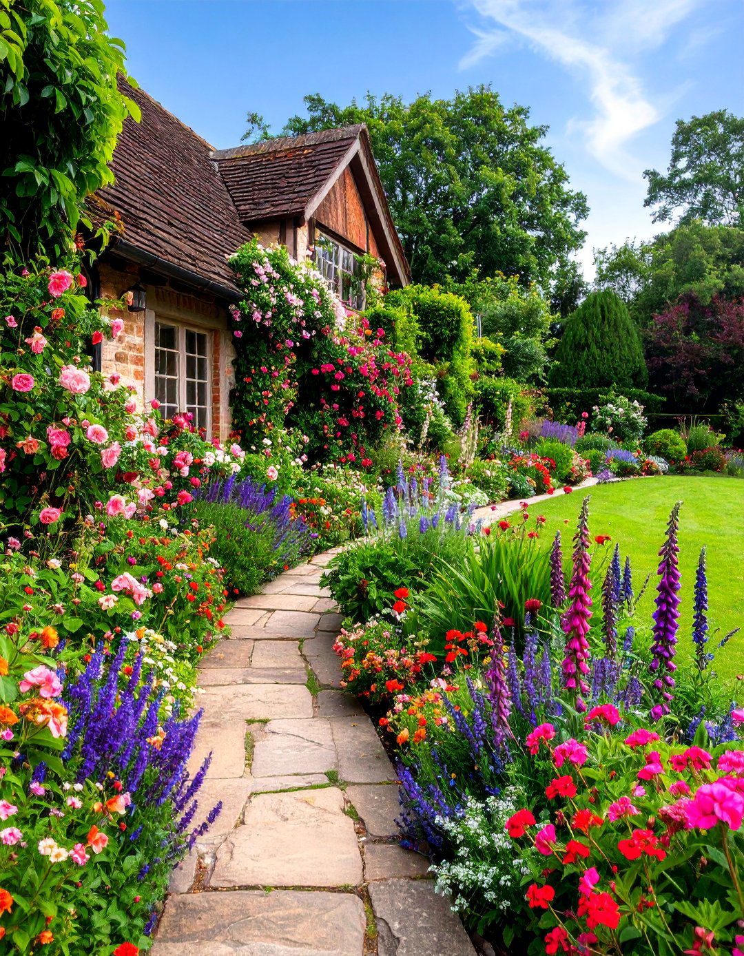 Cottage Garden Flower Bed with Mixed Perennials - 25 Flower Bed Ideas