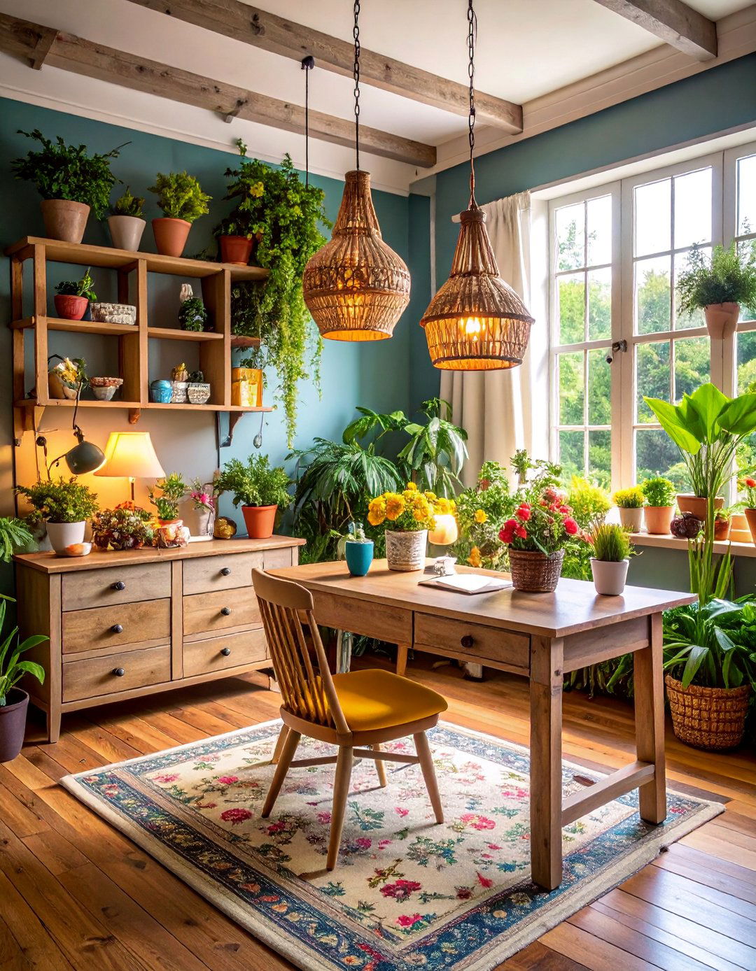 Cottage Garden Green Office Retreat - 25 Green Home Office Ideas