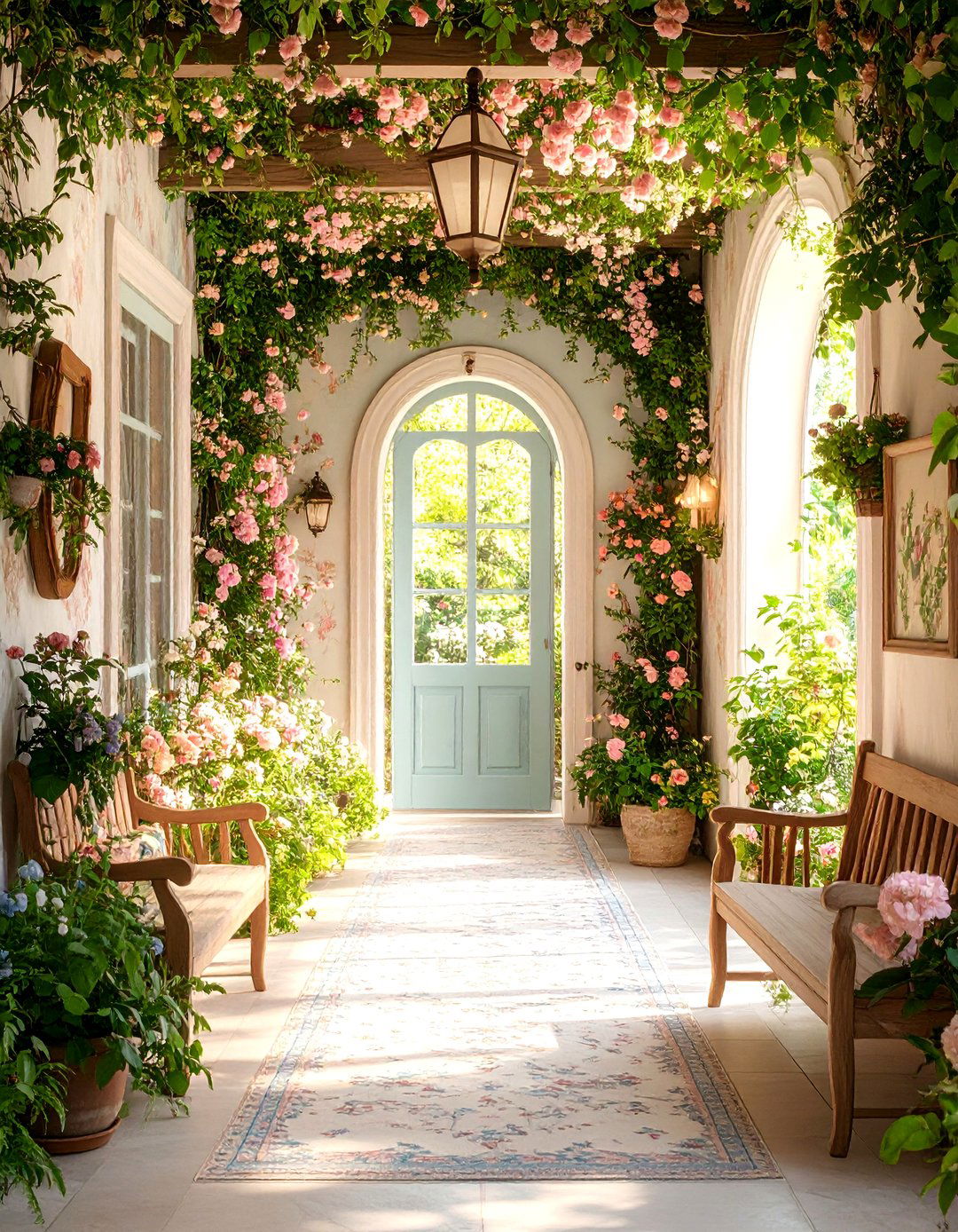 Cottage Garden Hallway with Floral Themes - 25 Hallway Ideas