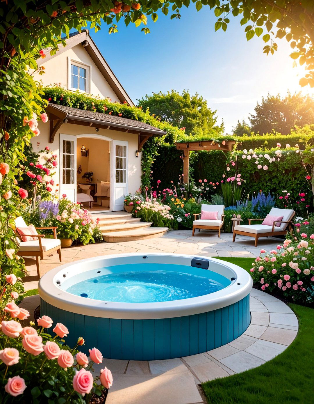 Cottage Garden Hot Tub Hideaway - 25 Hot Tub Decor Ideas