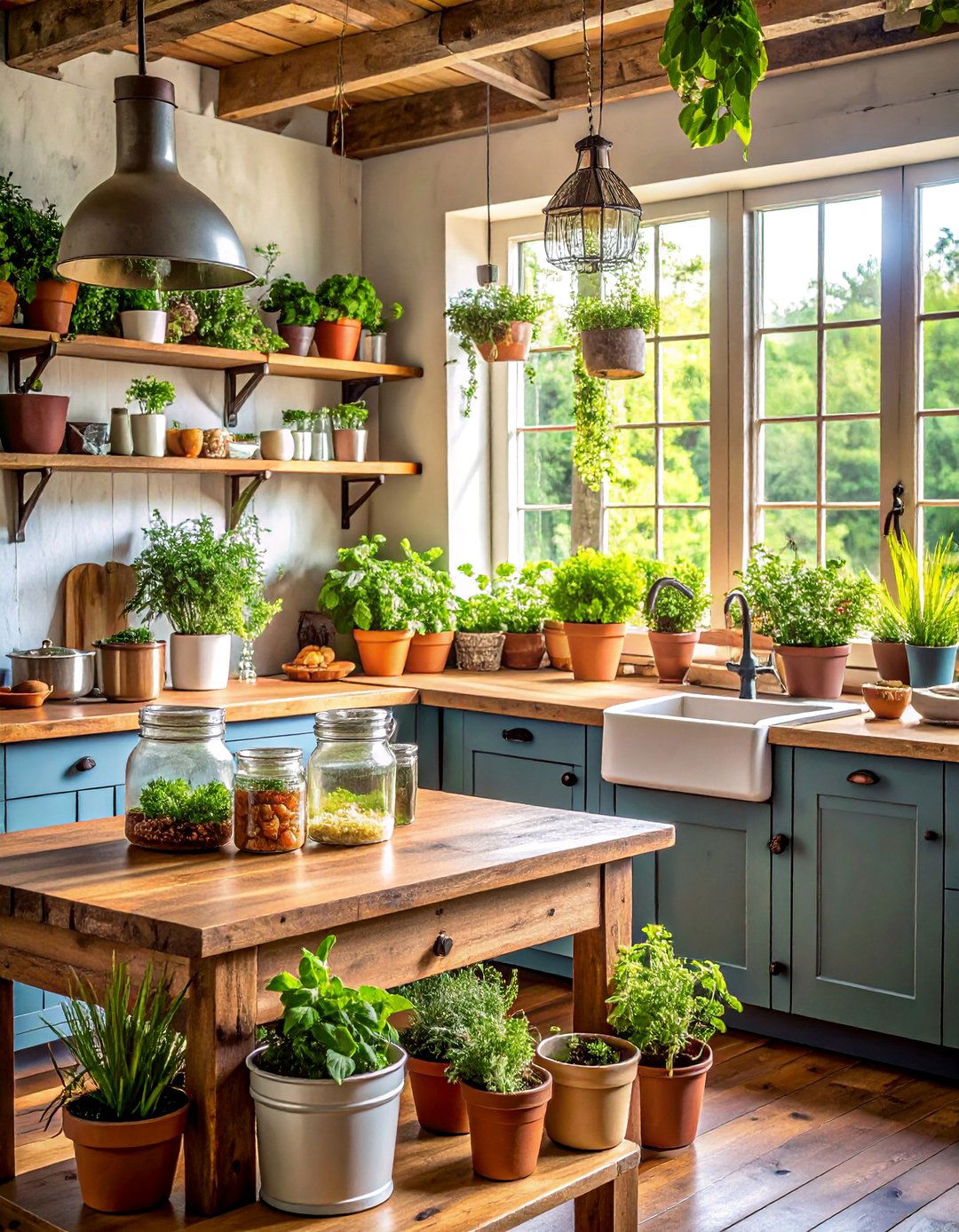 Cottage Garden Indoor Theme with Vintage Containers - 25 Indoor Garden Ideas