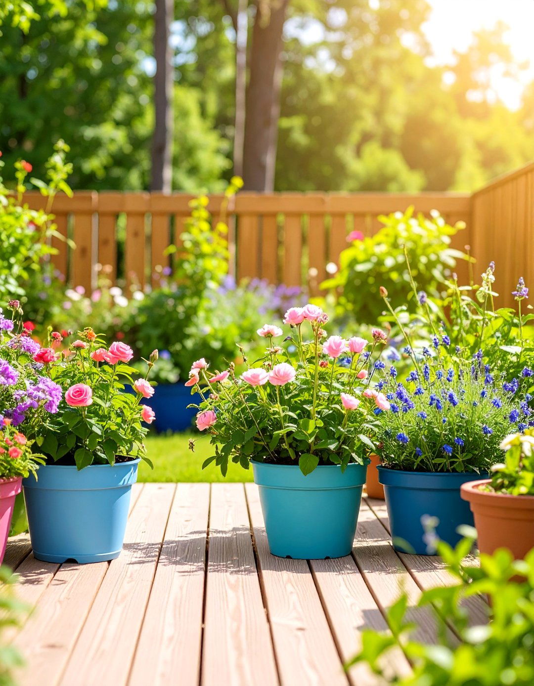 Cottage Garden Mixed Container Style - 25 Deck Decorating Ideas With Plants