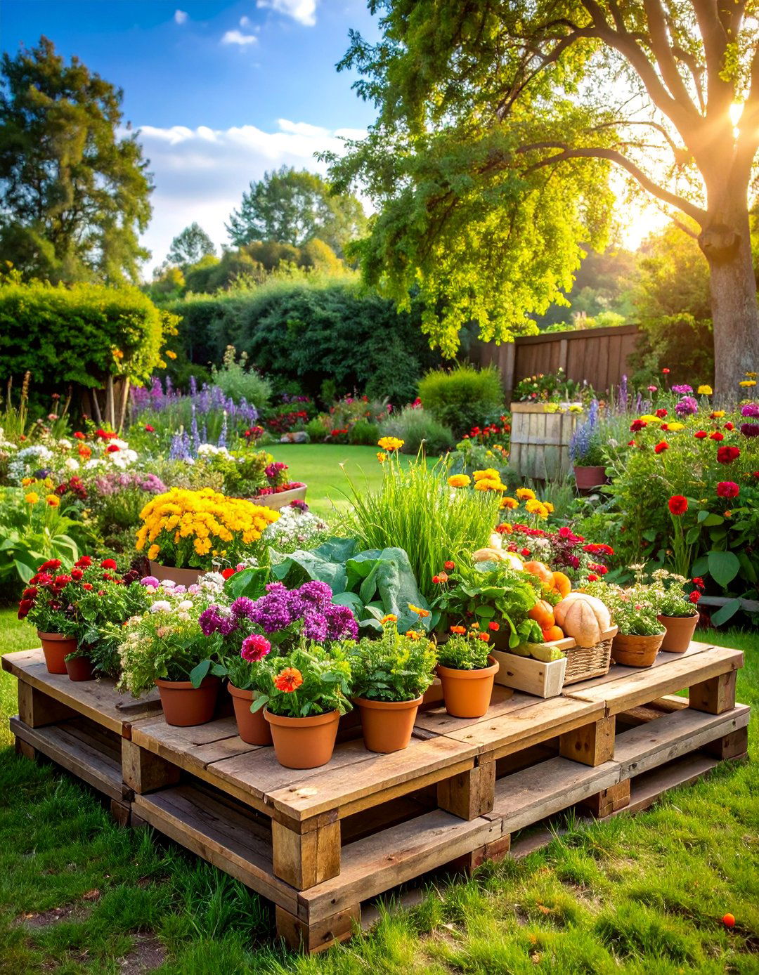 Cottage Garden Pallet Display - 25 Vertical Pallet Garden Ideas