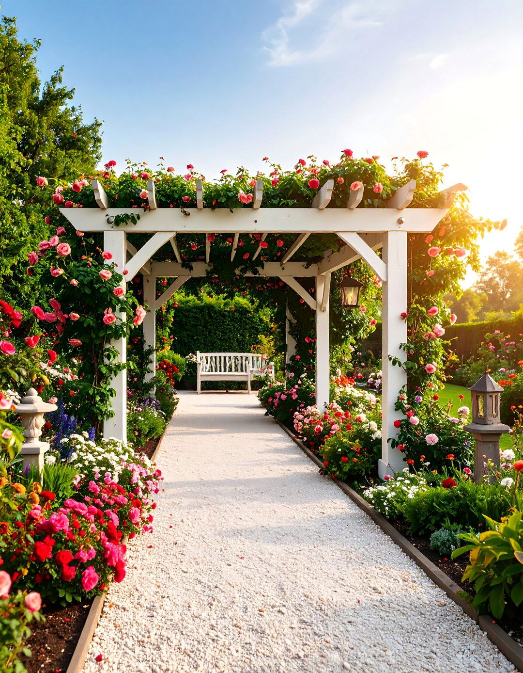 Cottage Garden Pergola with Climbing Roses - 25 Patio With a Pergola Ideas