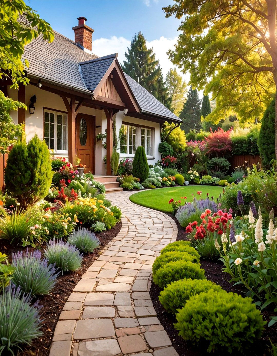 Cottage Garden Pine Border Design - 25 Pine Tree Landscape Ideas