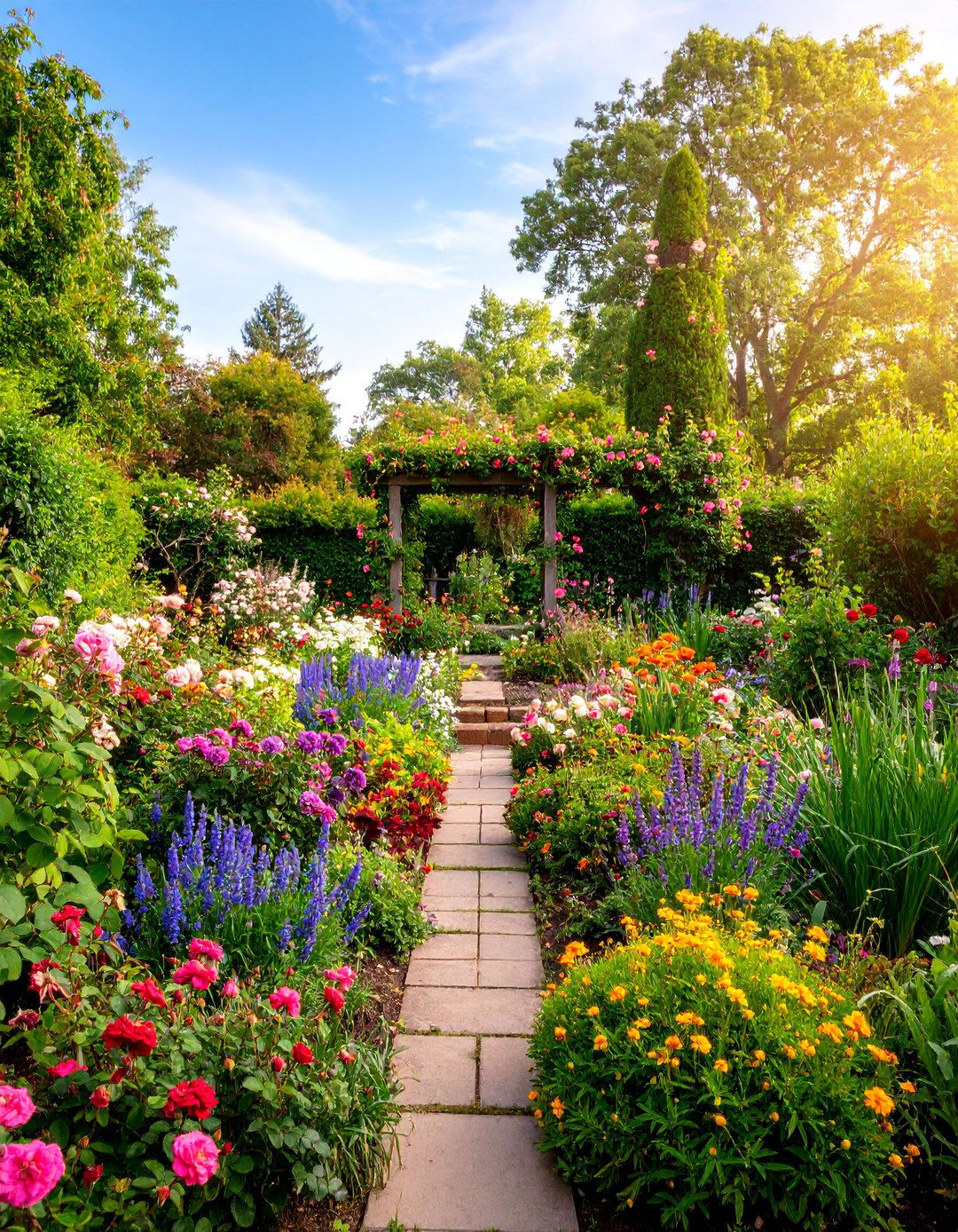 Cottage Garden Round Bed with Mixed Flowers - 25 Round Garden Bed Ideas