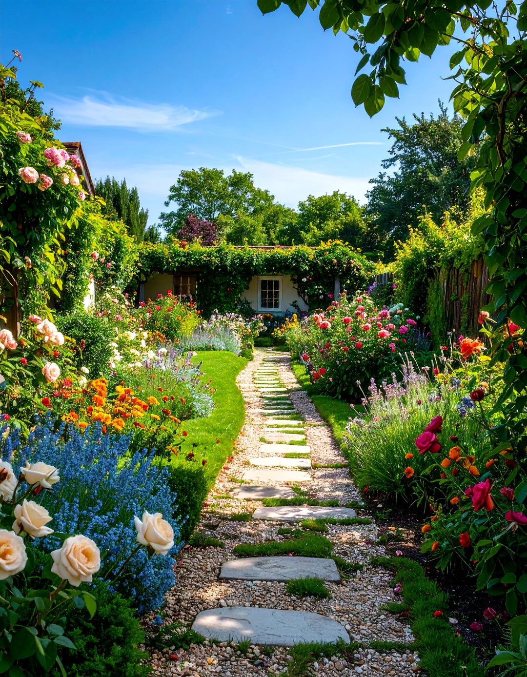 Cottage Garden Slope with Informal Plantings - 25 Down Sloped Backyard Ideas