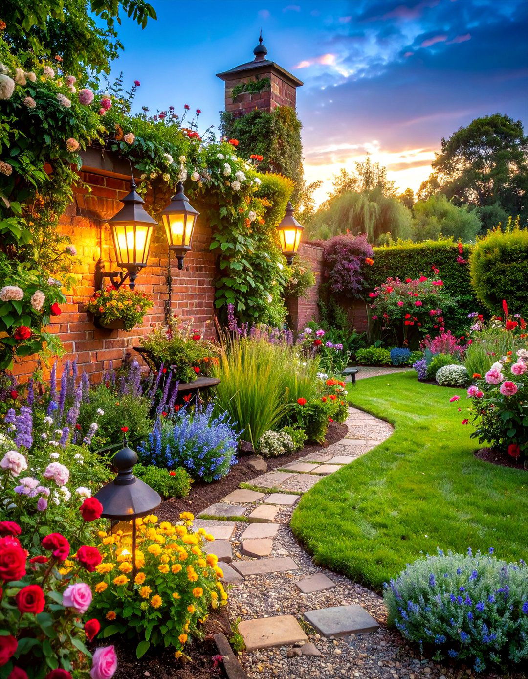 Cottage Garden Style Terraced Flower Garden - 25 Terraced Garden Ideas
