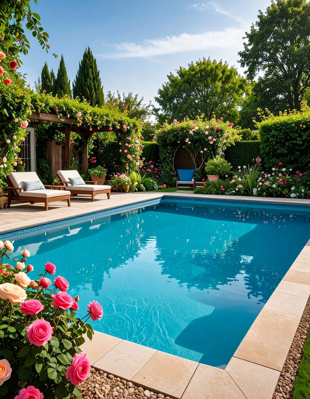 Cottage Garden Style with Mixed Perennial Borders - 25 Pool Landscaping Ideas