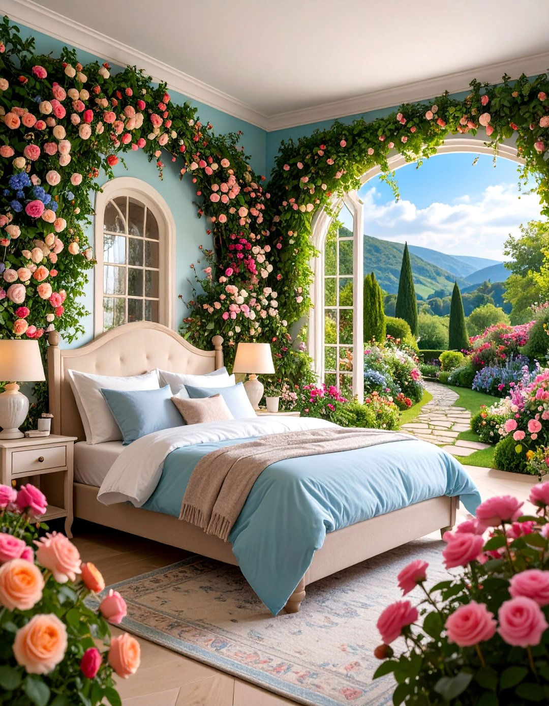 Cottage Garden Wall Mural with English Countryside - 25 Wall Mural Ideas
