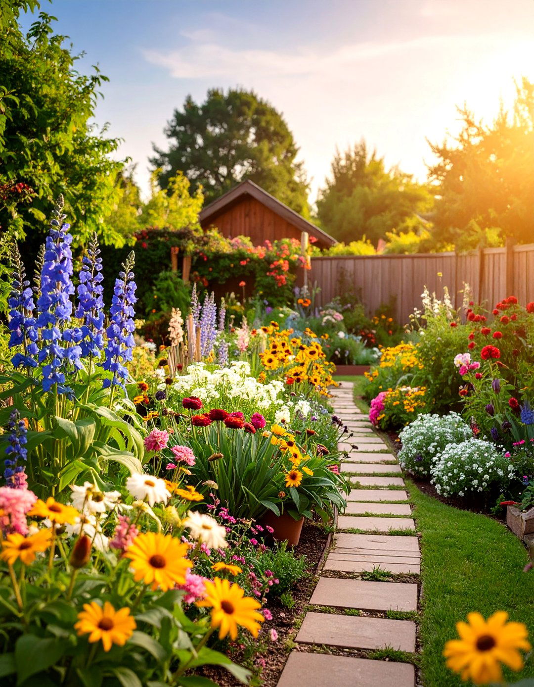 Cottage Garden with Cutting Flower Borders - 25 Cottage Garden Ideas