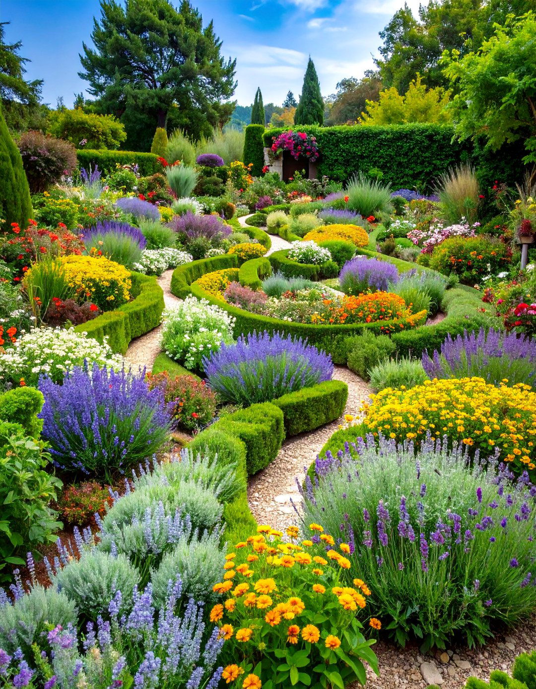 Cottage Garden with Mediterranean Herb Spiral - 25 Cottage Garden Ideas