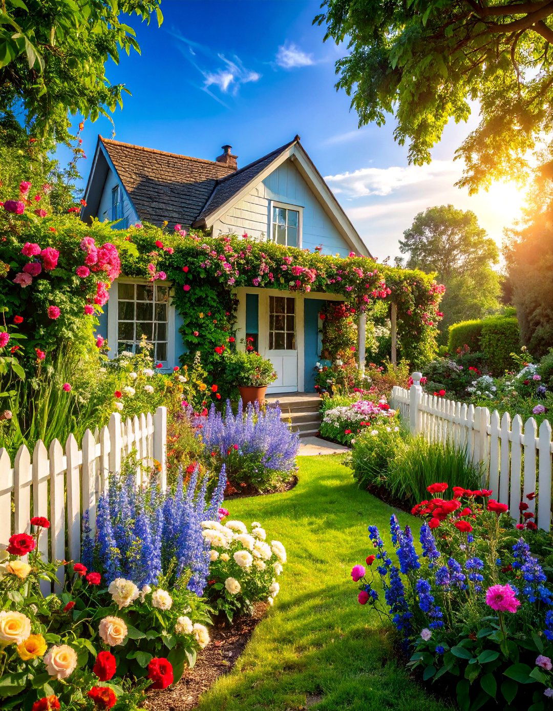 Cottage Garden with Mixed Perennials and Flowering Shrubs - 25 Landscaping Ideas