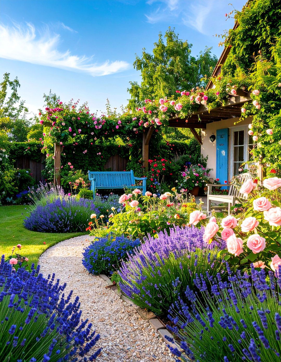 Cottage Garden with Perennial Structure - 25 Low Maintenance Backyard Landscaping Ideas