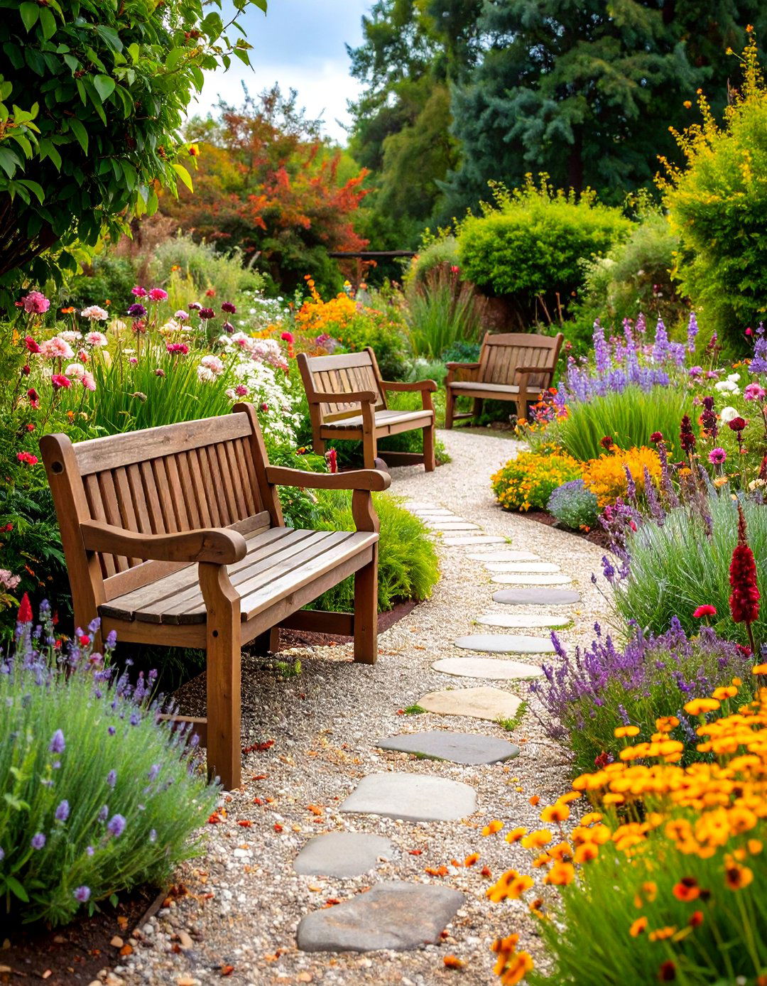 Cottage Garden with Winding Gravel Paths - 25 Cottage Garden Ideas
