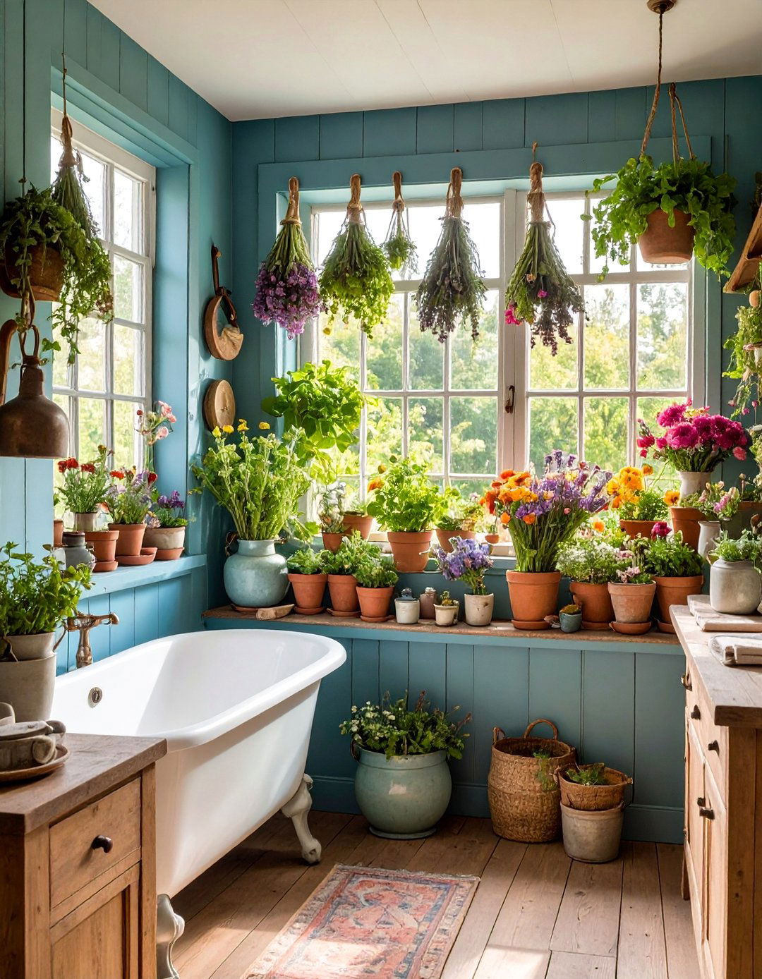Cottage Herb Garden Bathroom Retreat - 25 Greenhouse Bathroom Ideas