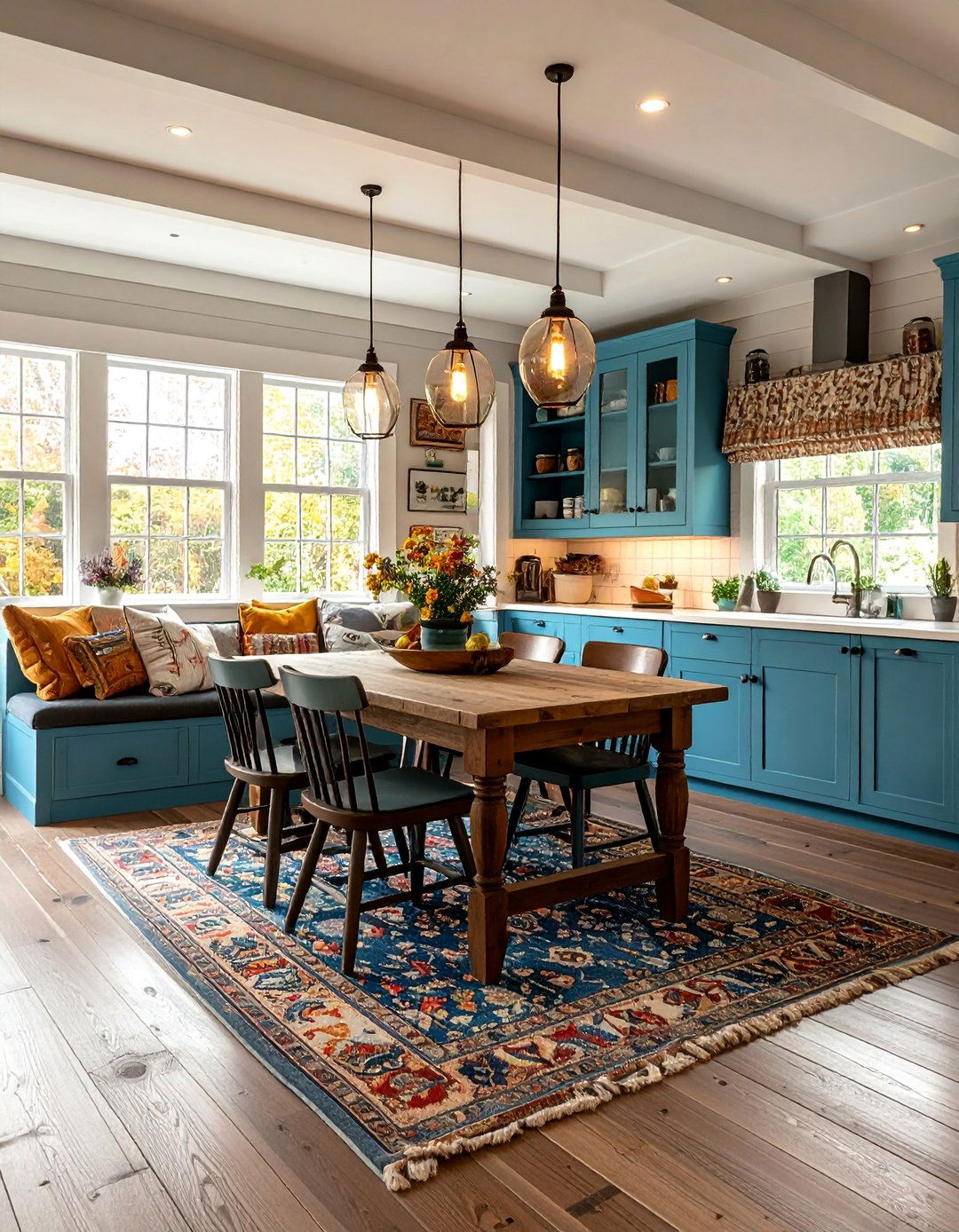 Cottage Kitchen with Banquette Seating and Built in Storage - 25 Cottage Kitchen Ideas