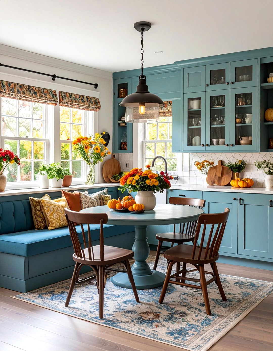 Cottage Kitchen with Corner Breakfast Nook Design - 25 Cottage Kitchen Ideas