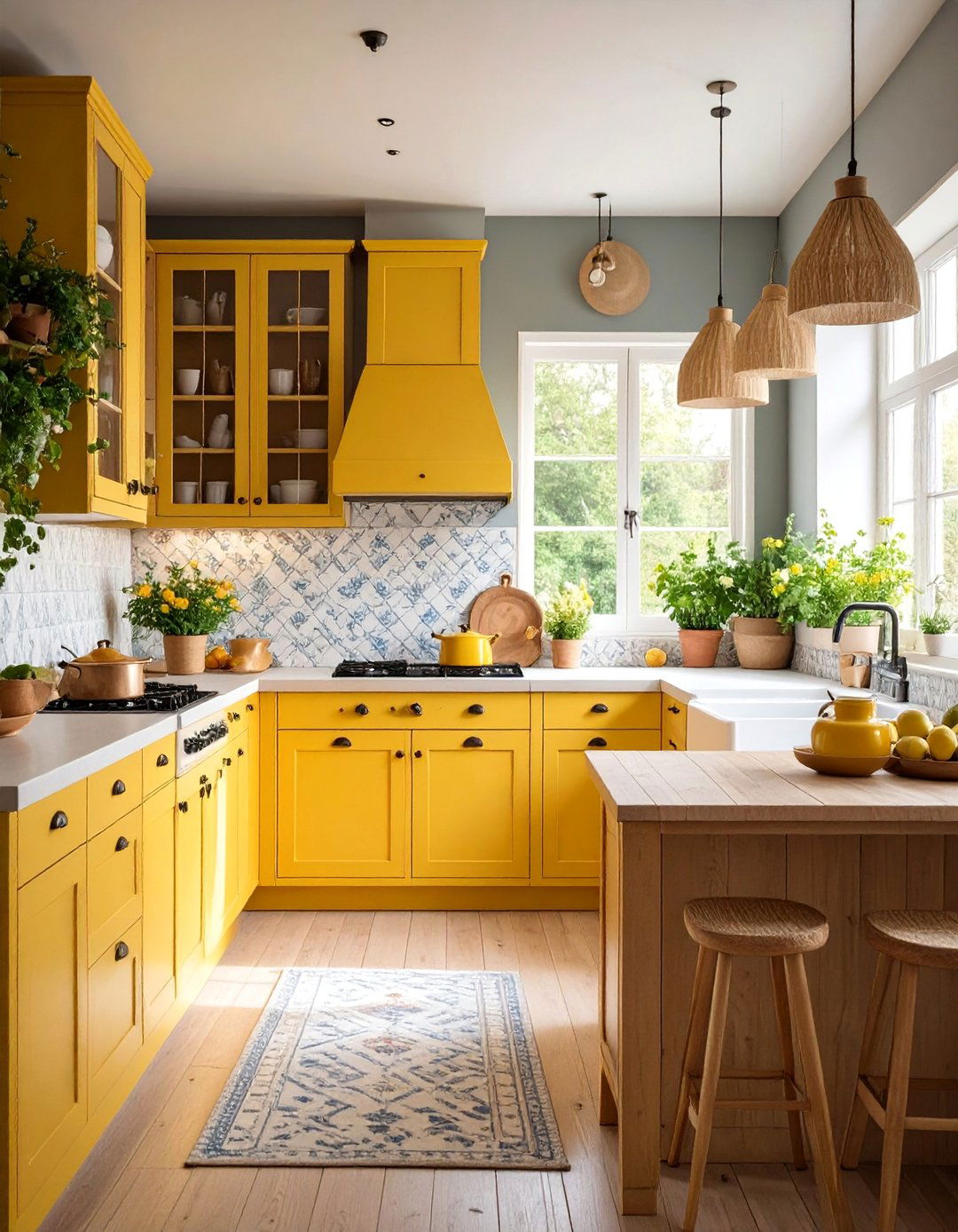 Cottage Kitchen with Textured Backsplash and Soft Lighting - 25 Cottage Kitchen Ideas