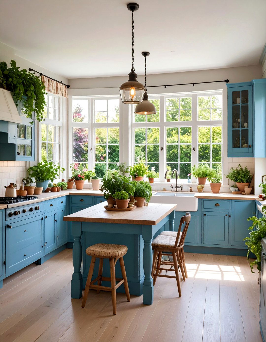 Cottage Kitchen with Window Seat and Garden Views - 25 Cottage Kitchen Ideas