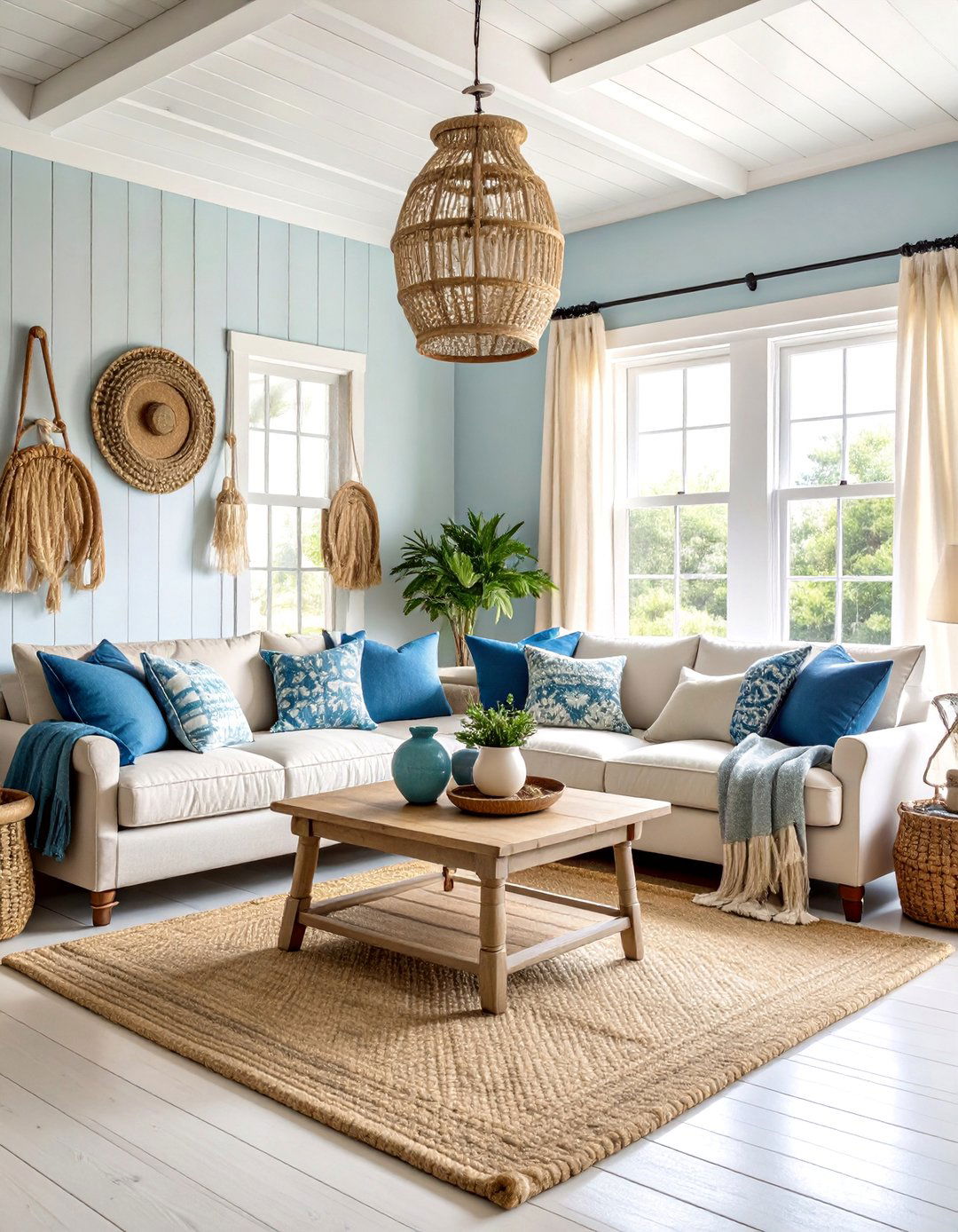 Cottage Living Room with Whitewashed Wood Paneling - 25 Cottage Living Room Ideas