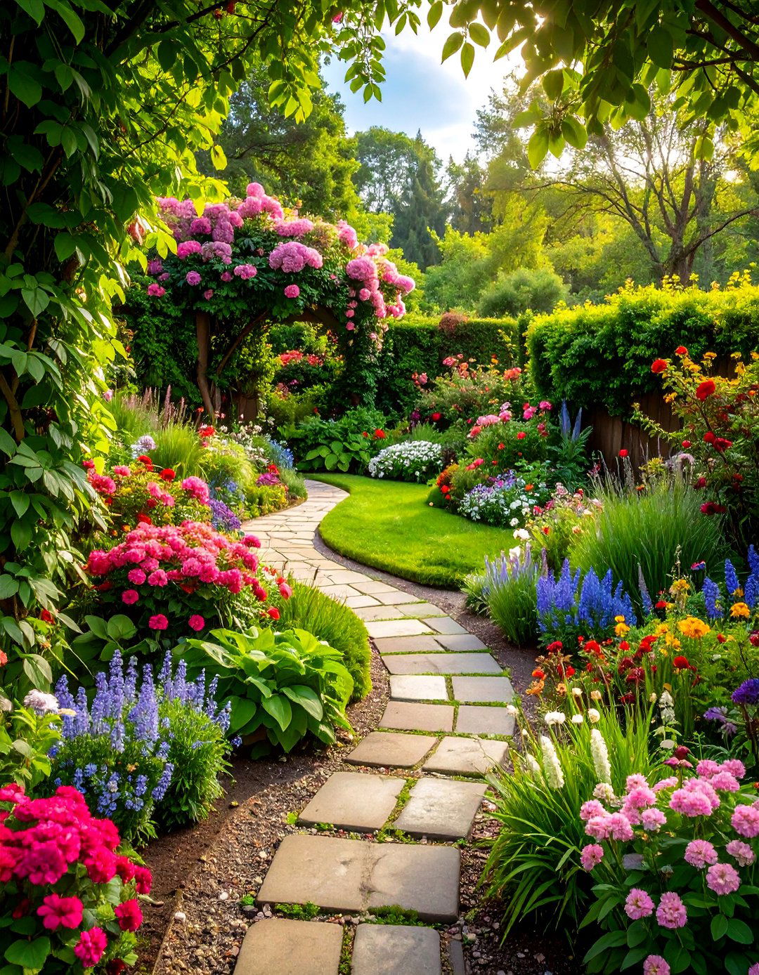 Cottage Shade Garden with Informal Mixed Plantings - 25 Shade Garden Design Ideas