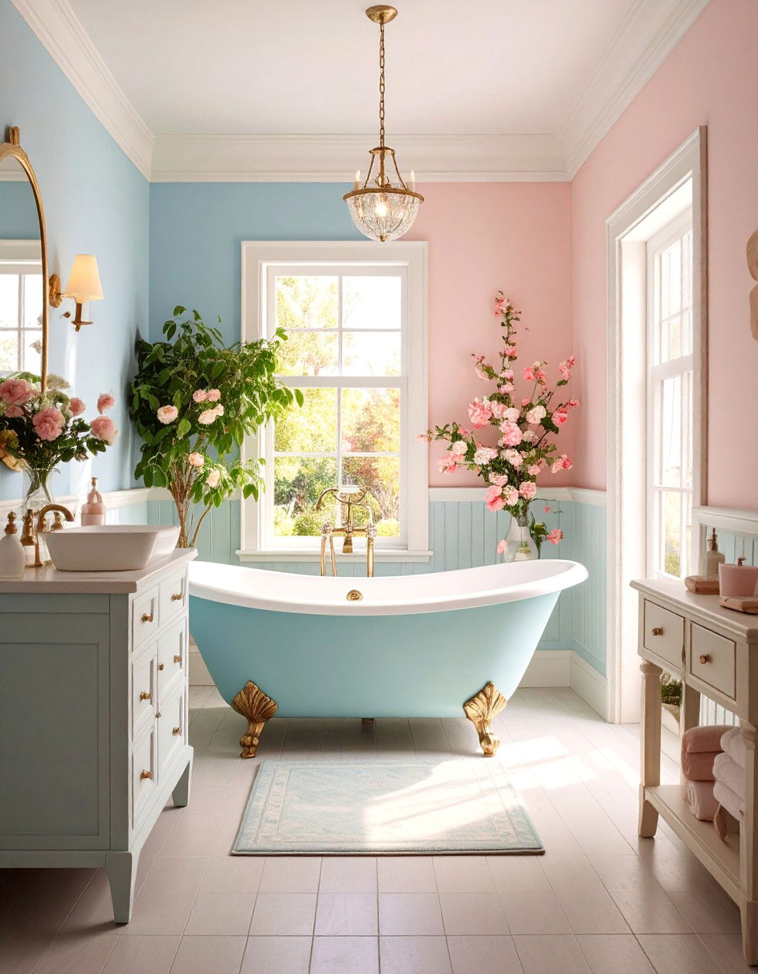 Cottage Style Bathroom with Vintage Charm and Floral Accents - 25 Primary Bathroom Ideas