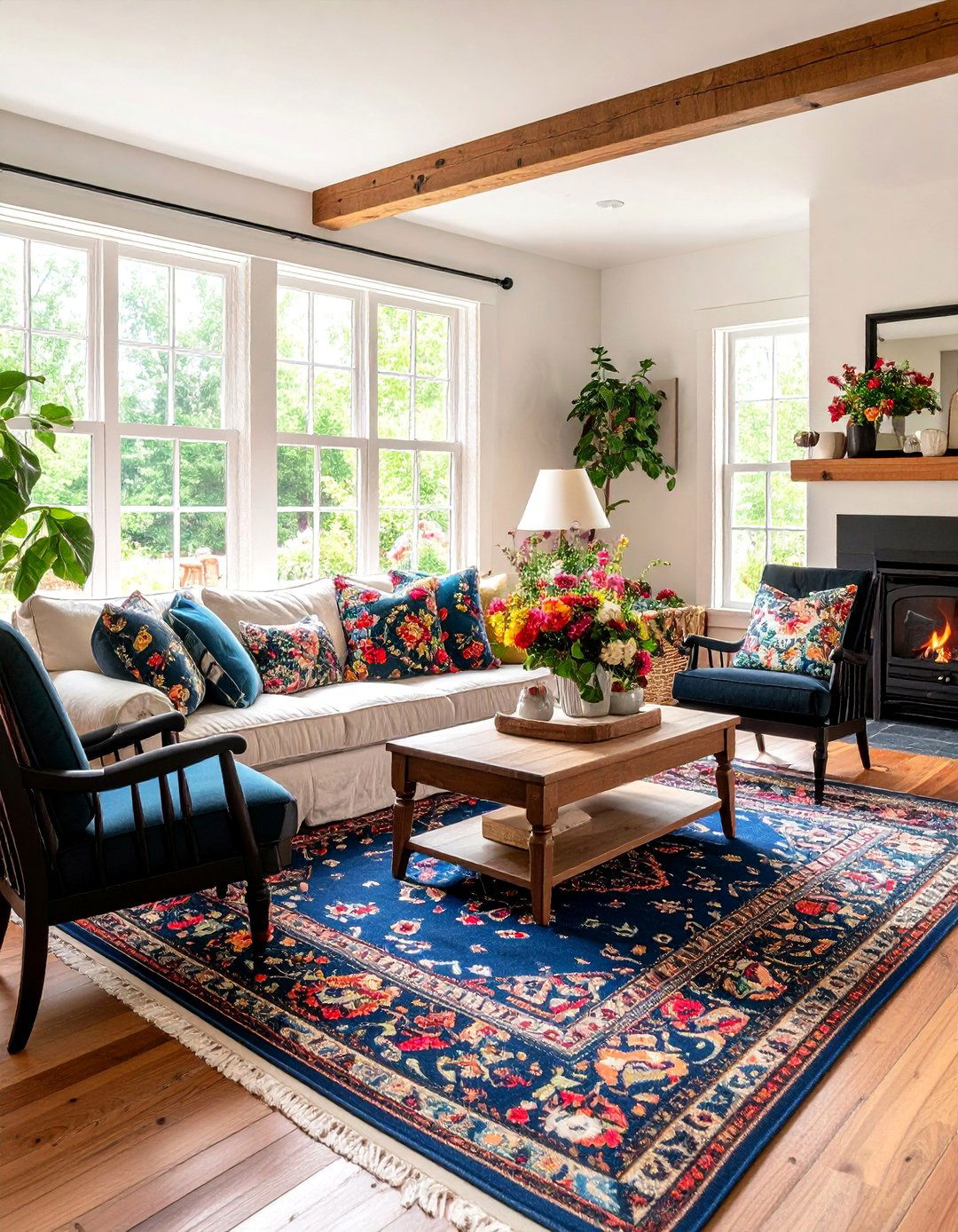 Cottage Style Cream and Black Living Room - 25 Cream and Black Living Room Ideas