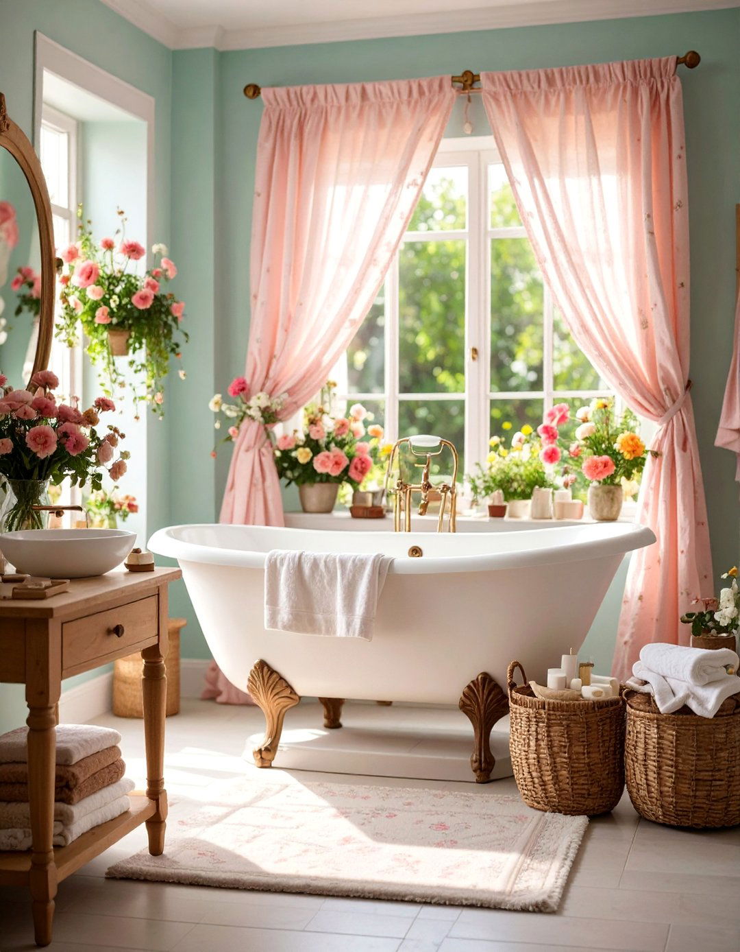 Cottage Style Floral Bathroom - 25 Cozy Bathroom Ideas