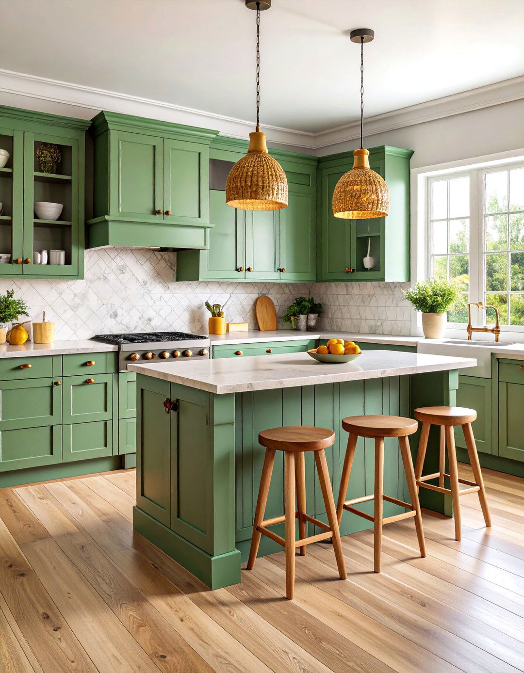 Cottage Style Kitchen with Painted Wood Cabinets - 25 One Wall Kitchen Ideas