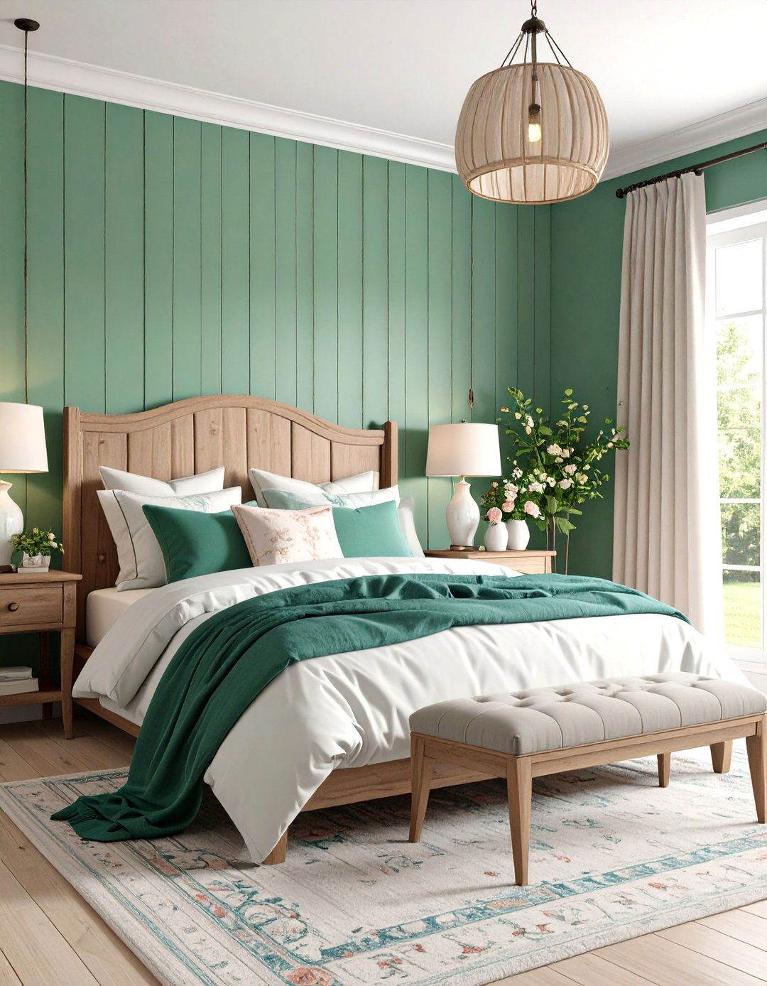 Cottage Style Painted Shiplap in Soft Hues - 25 Shiplap Bedroom Ideas
