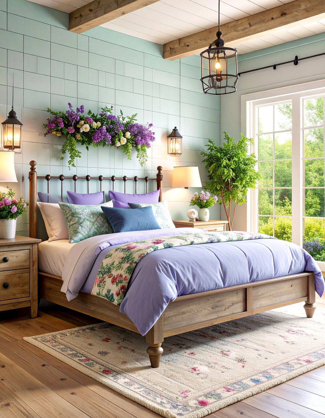 Cottage Style Periwinkle Bedroom with Shiplap Walls - 25 Periwinkle Bedroom Ideas