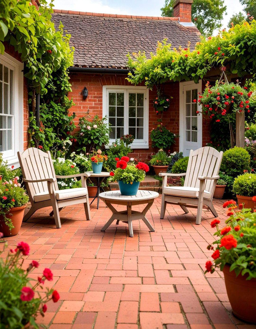 Cottage Style Red Paver Patio - 25 Red Paver Patio Ideas