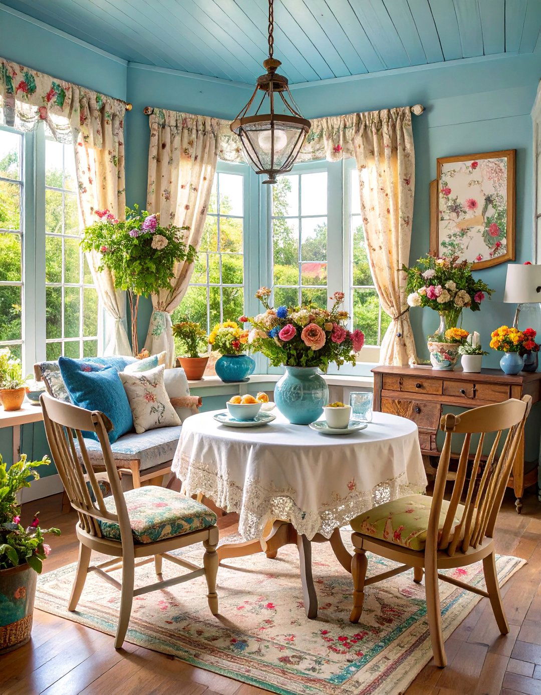Cottage Style Sunroom with Vintage Collections - 25 Rustic Sunroom Ideas