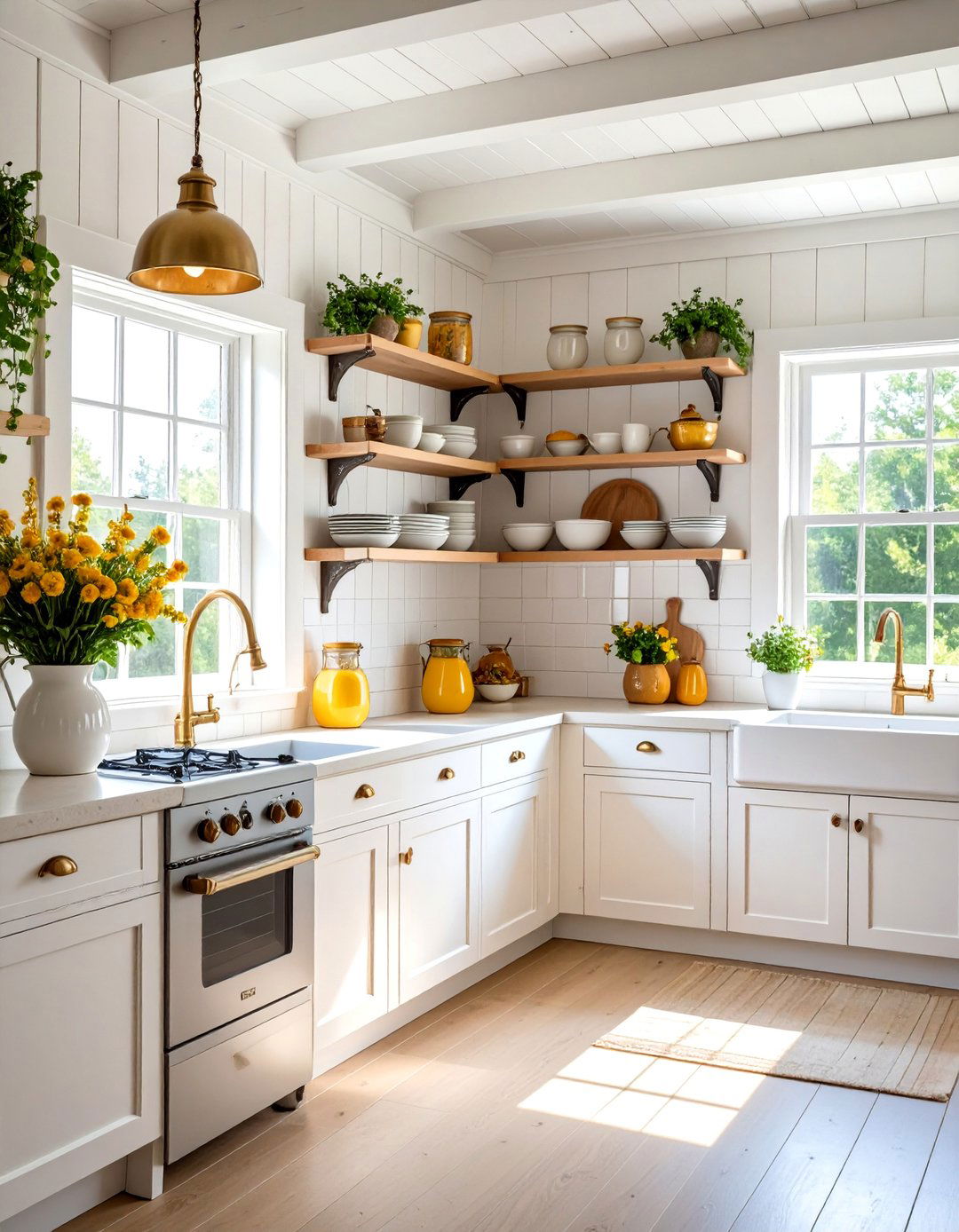 Cottage Style White Kitchen with Beadboard Backsplash - 25 Small White Kitchen Ideas