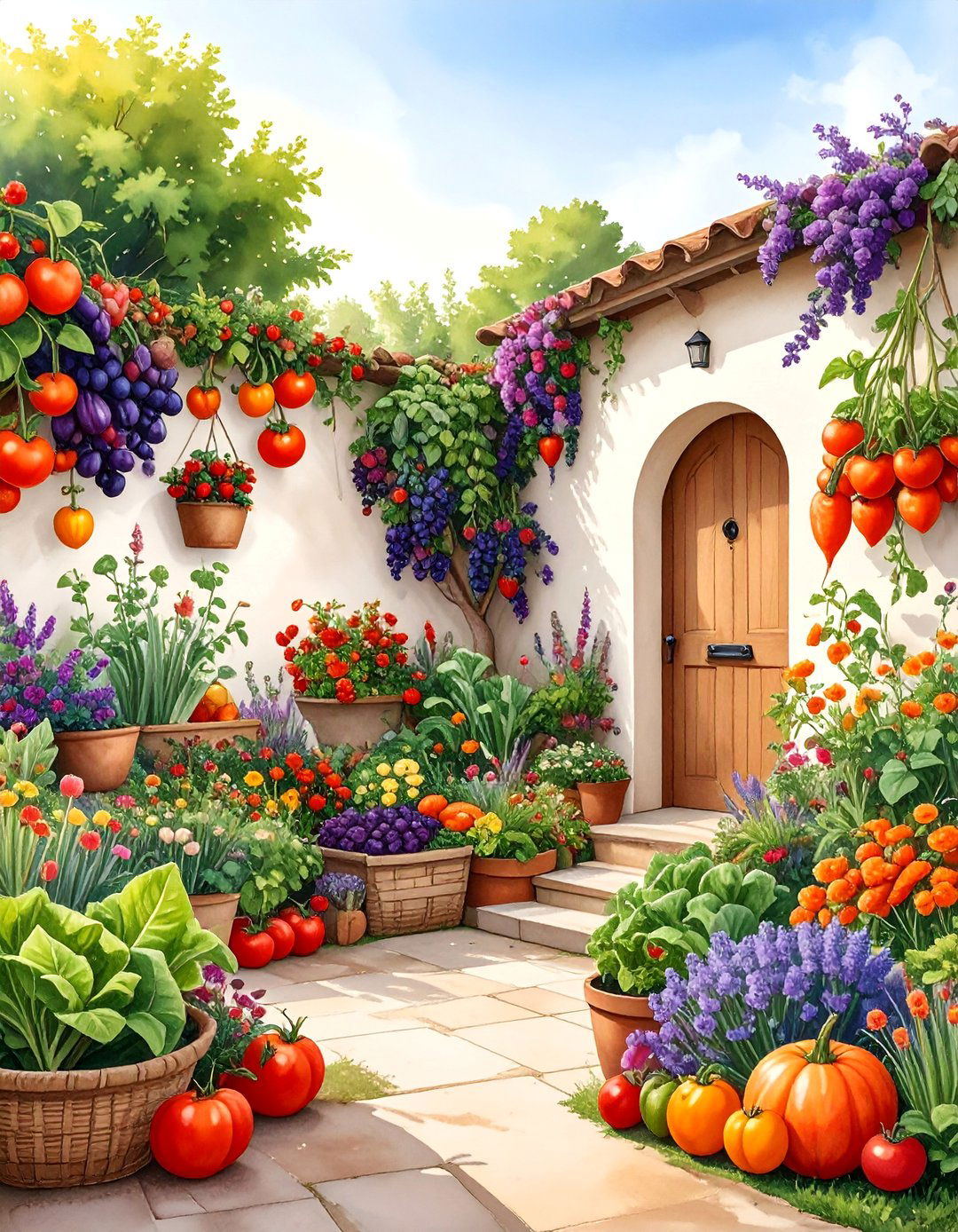 Cottage Vegetable Garden Mural with Harvest Theme - 25 Garden Mural Ideas
