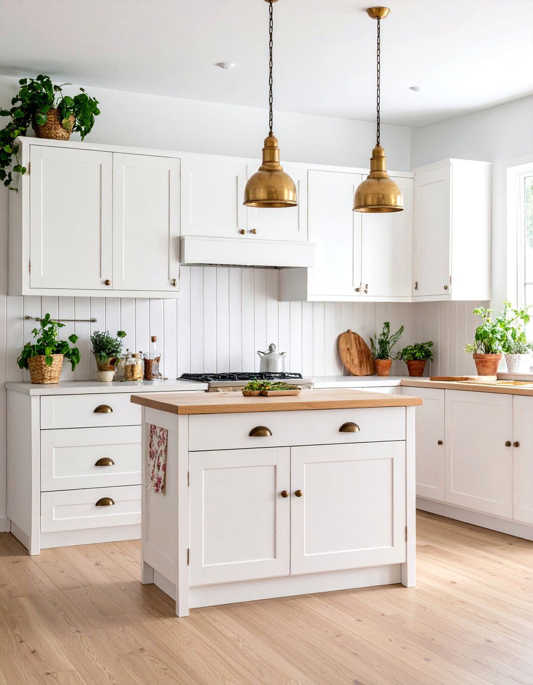 Cottage White Cabinets with Pewter Brass Hardware - 25 White Kitchen Cabinets With Gold Hardwar