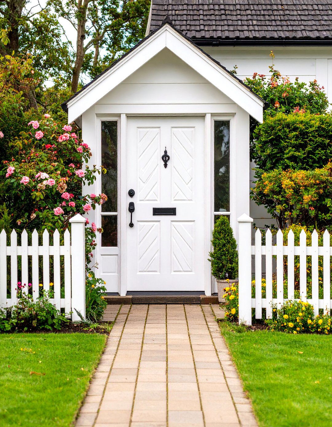 Cottage White Front Door with Cross Buck Design - 25 White Front Door Ideas