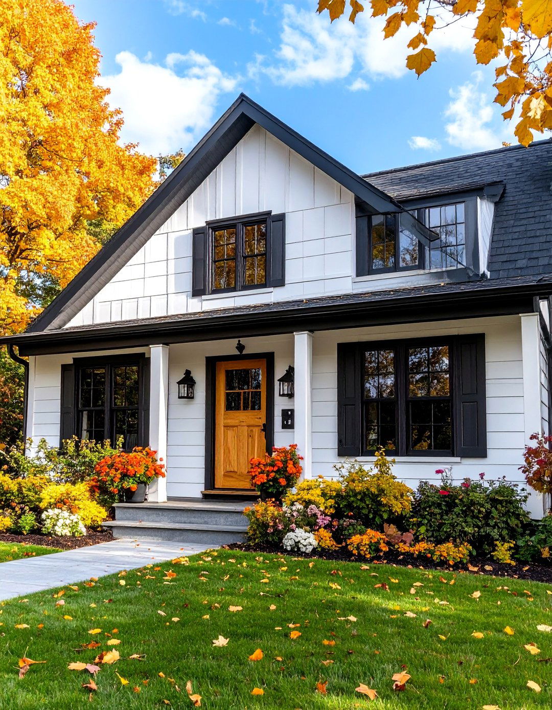 Cottage with Natural Wood Elements - 25 Black and White House Exterior Ideas