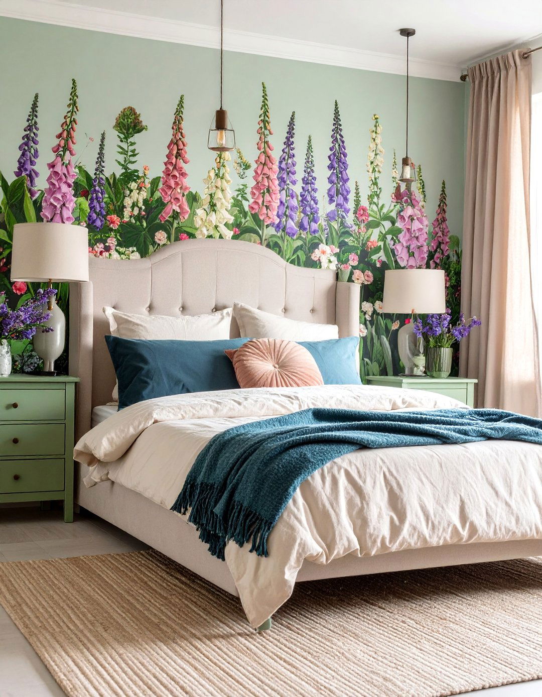 Cottagecore Bedroom With Cottage Garden Mural - 25 Cottagecore Bedroom Ideas