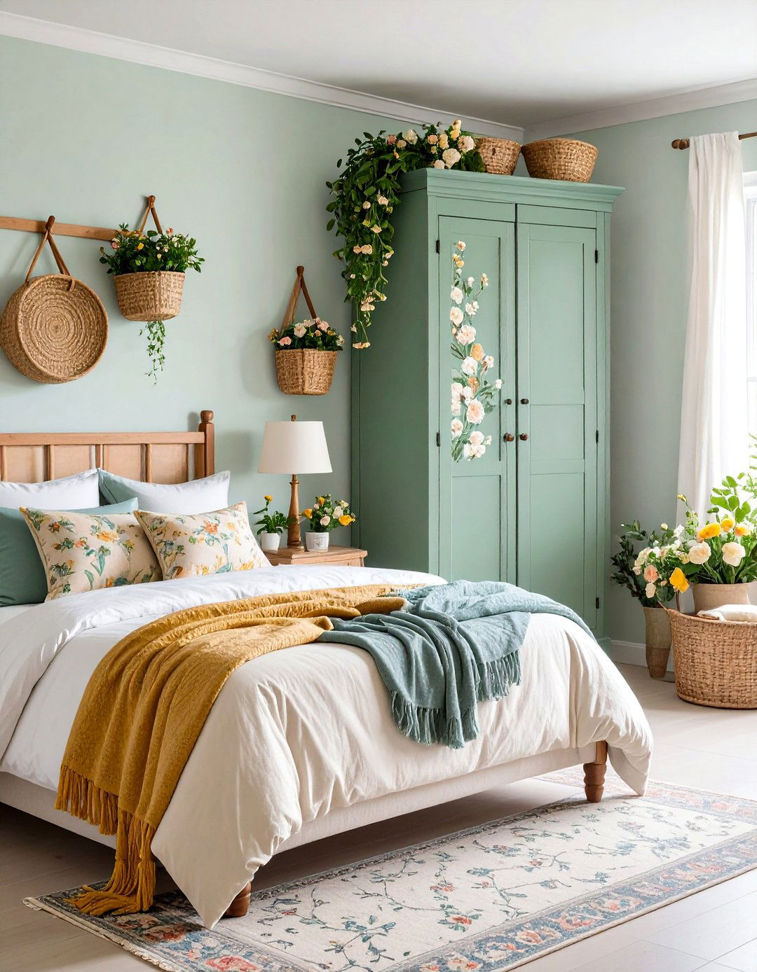 Cottagecore Bedroom With Painted Armoire - 25 Cottagecore Bedroom Ideas