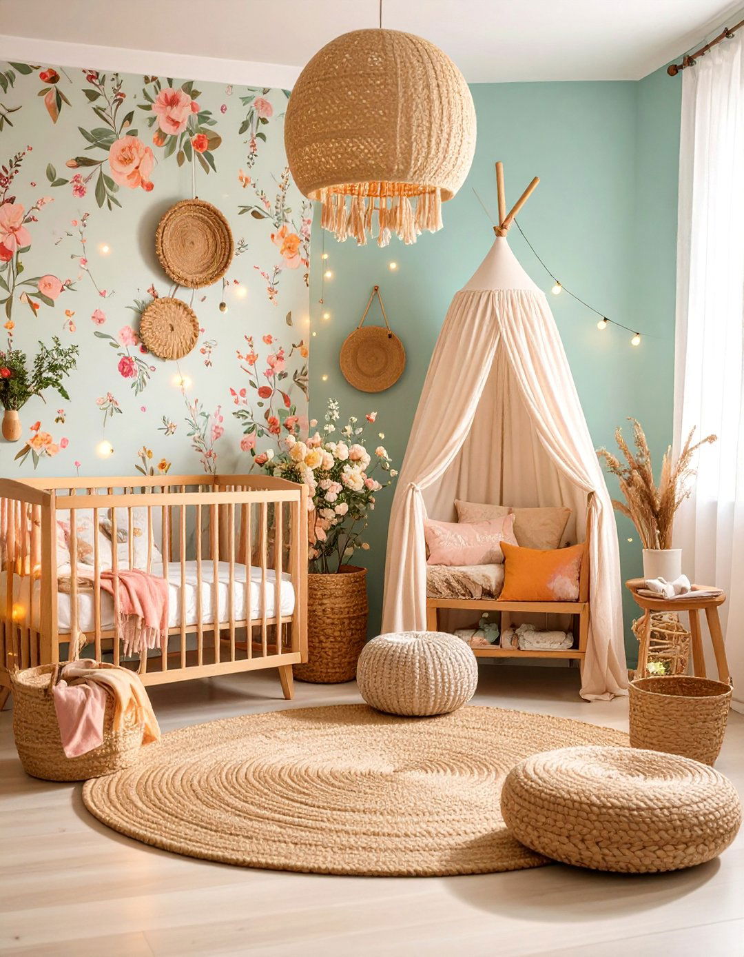 Cottagecore Dream Nursery with Botanical Elements - 25 Vintage Nursery Ideas