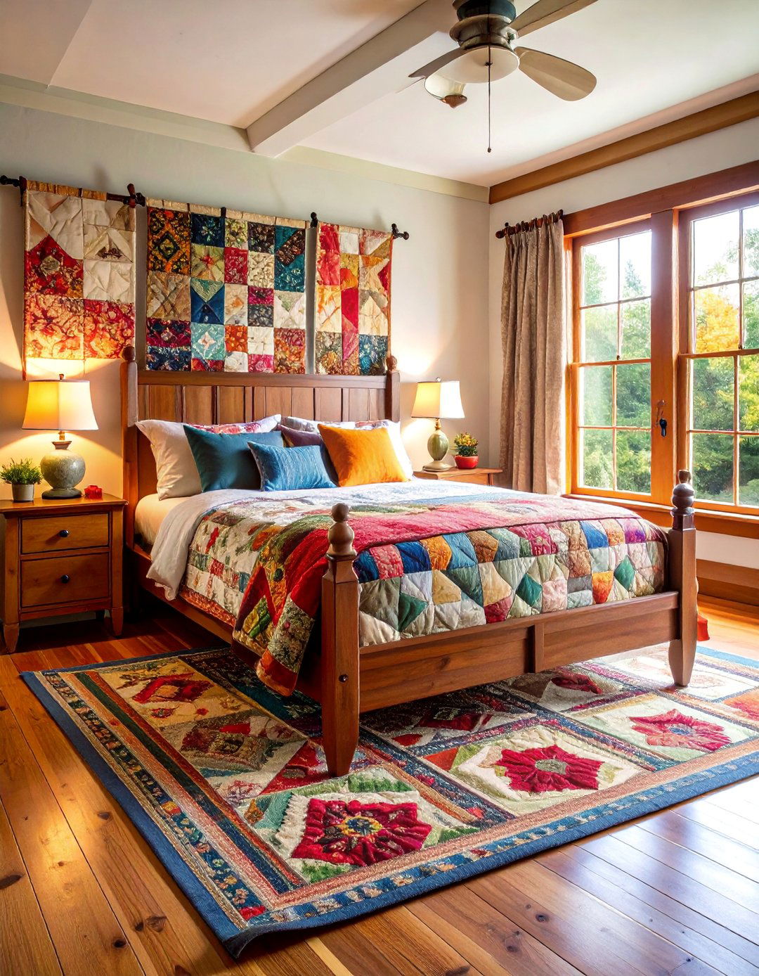Country Bedroom with Quilted Textiles - 25 Country Bedroom Ideas