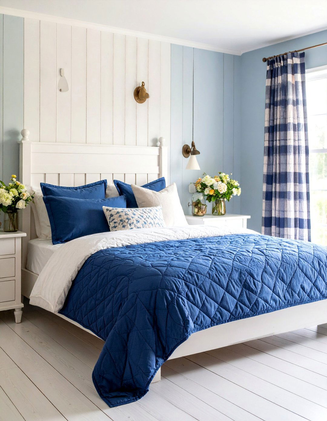 Country Blue Quilted Bedroom - 25 Blue and White Bedroom Ideas