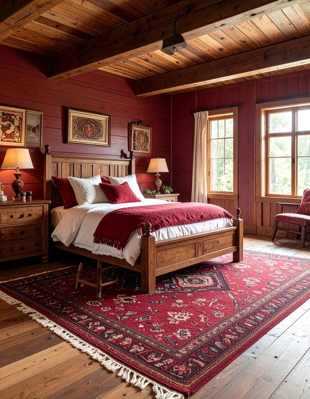 Country Burgundy Retreat - 25 Burgundy Bedroom Ideas