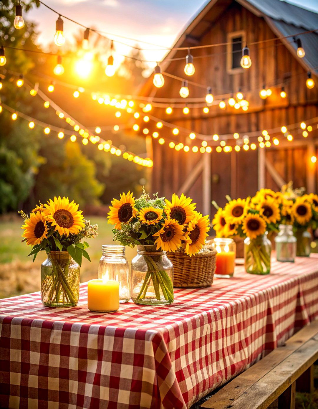 Country Chic Barn Wedding with Gingham and Sunflowers - 25 Barn Wedding Ideas