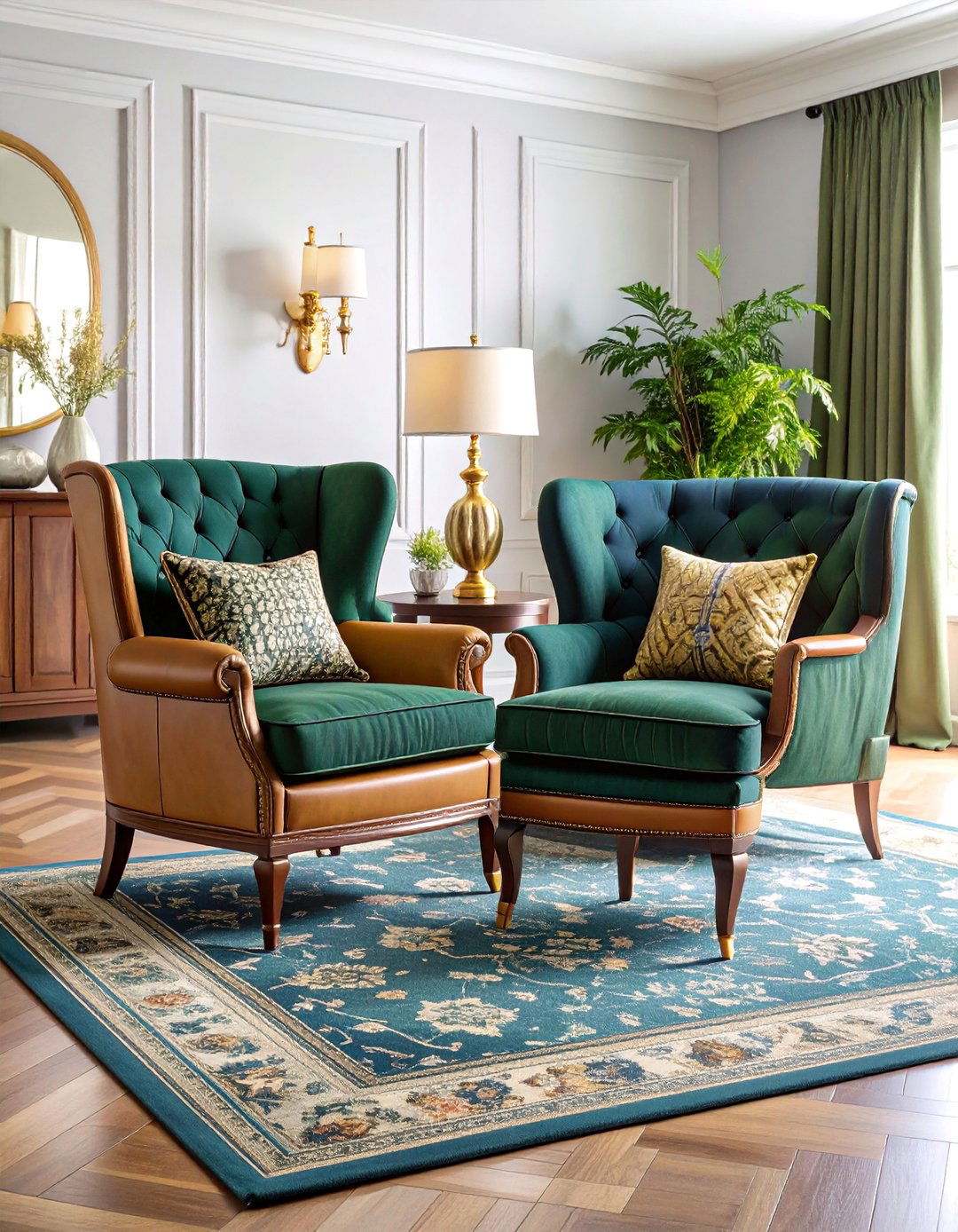 Country Club Dining Living Room with Club Chairs and Plaids - 25 Ralph Lauren Living Room Ideas