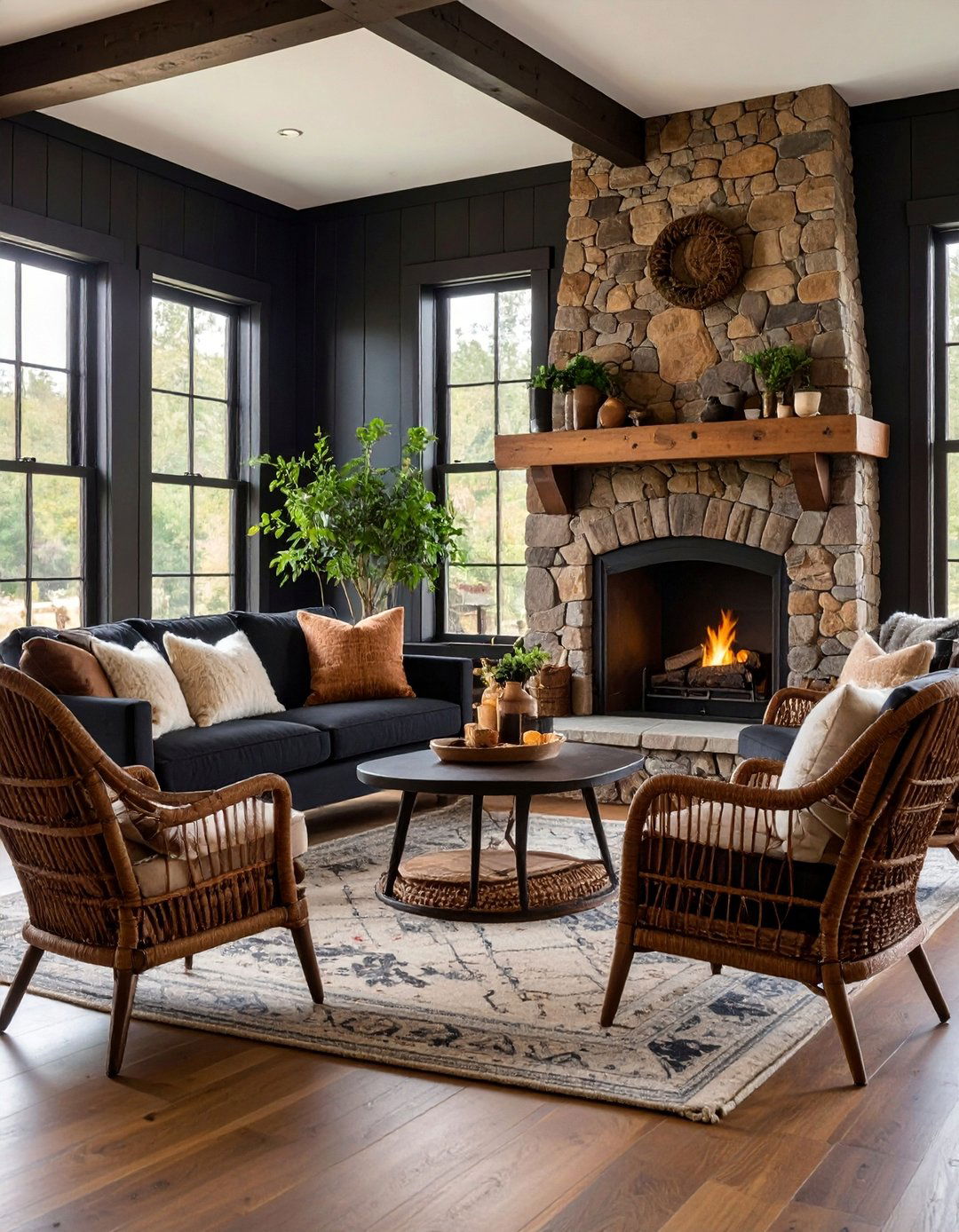 Country Cottage Black and Brown Living Room - 25 Black and Brown Living Room Ideas