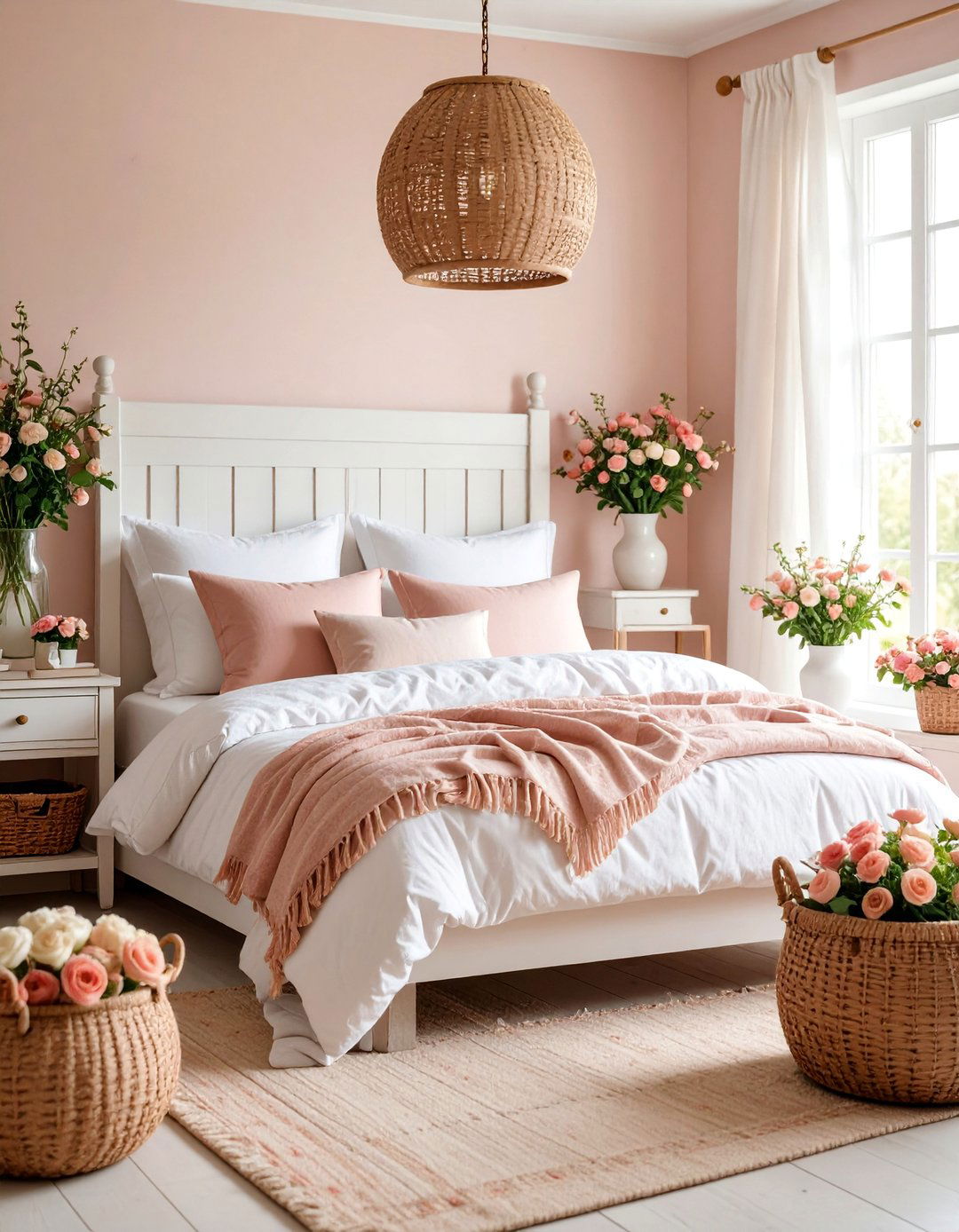 Country Cottage Dusty Rose Bedroom with Floral Charm - 25 Dusty Rose Bedroom Ideas