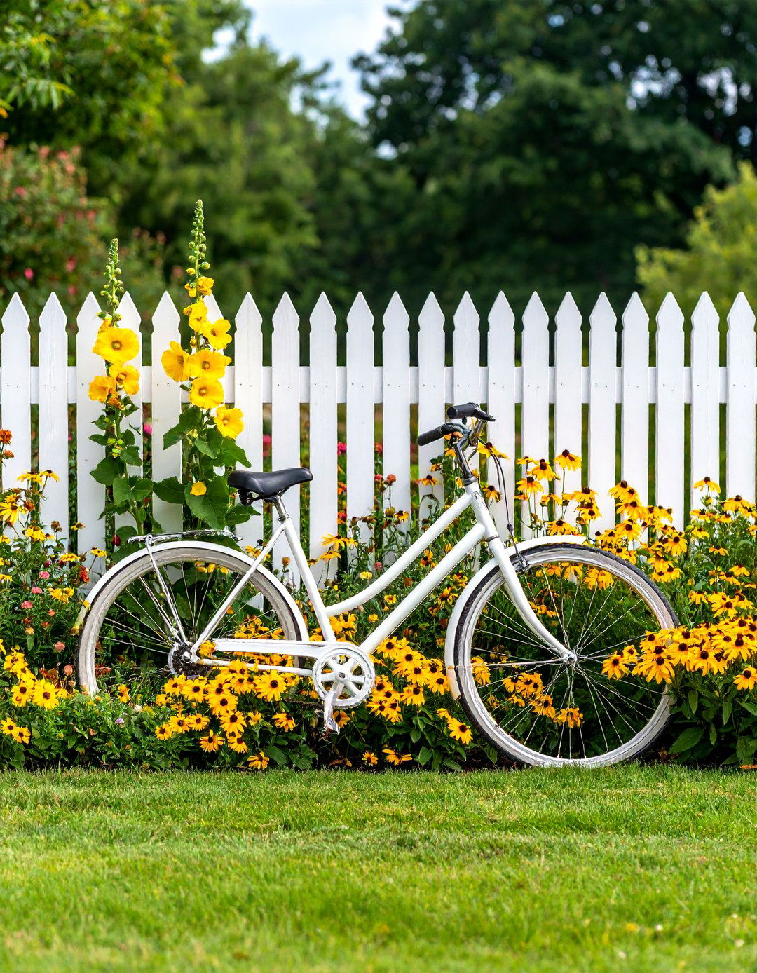 Country Garden Bicycle Picket Fence Display - 25 Old Bicycle Garden Ideas